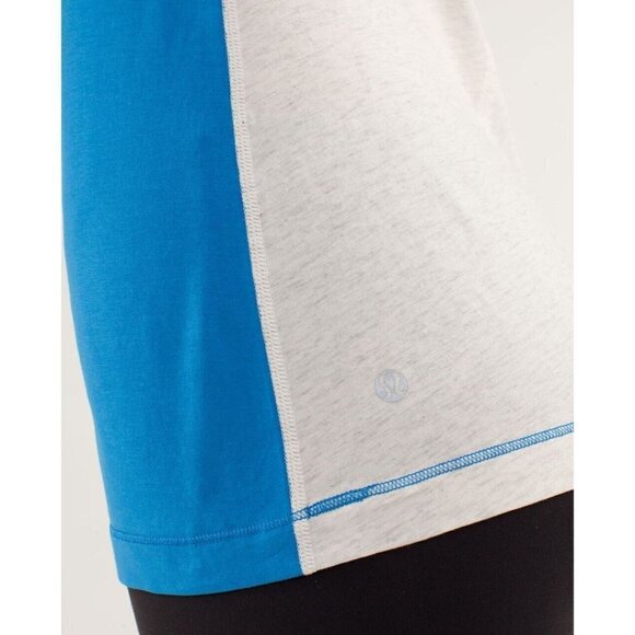 LULULEMON 4 New Devotion Short Sleeve Tee Beaming Blue Heathered Polar Cream NWT - Picture 7 of 15